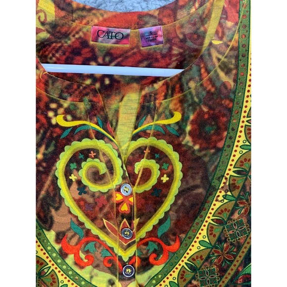 Women's Small (S) Cato Wearble Art Blouse Colorful Artistic Vibrant Short Sleeve - Picture 3 of 10
